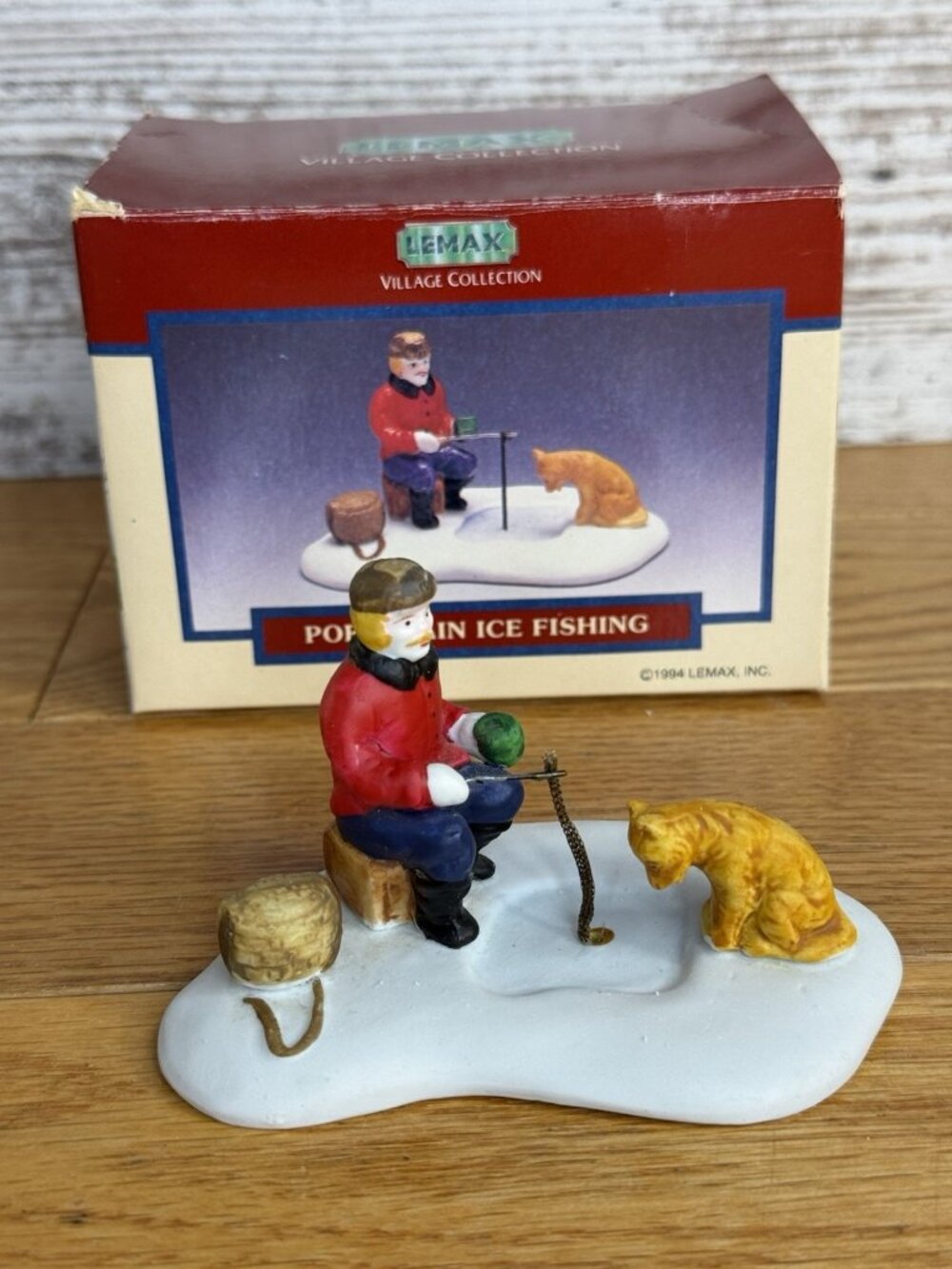 Lemax Village Collection Porcelain ICE FISHING Figurine Vintage 1994 Christmas